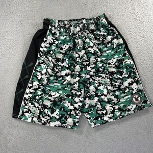 Flow‎ Society Shorts Mens Medium Green Black Digital Camo Lacrosse Athletic Gym